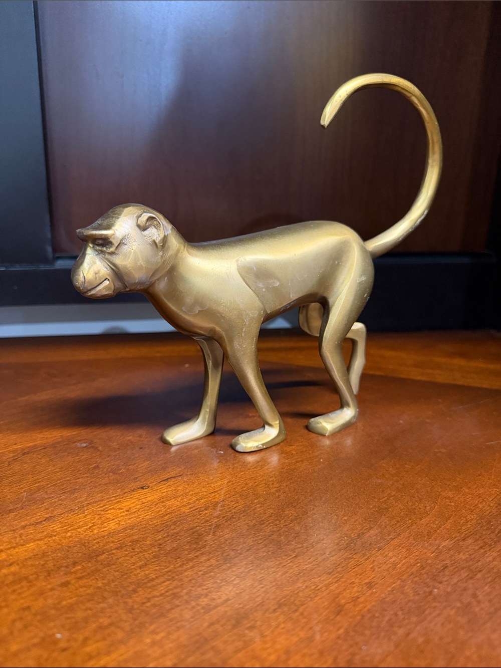 Brass Finish Monkey Figurine Decorative Accent